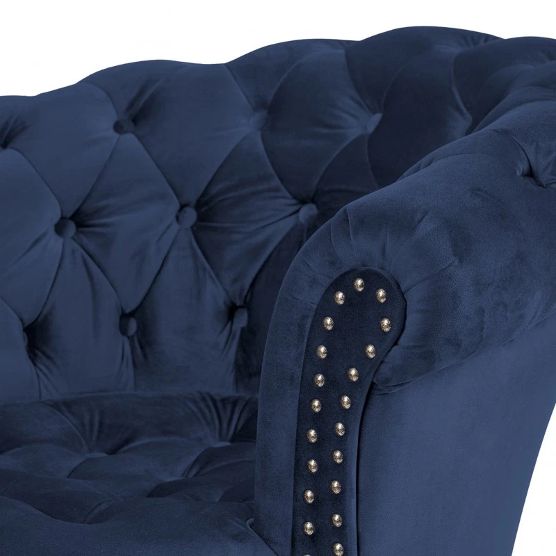 Фотьойл Честърфийлд Людовик, петролено синьо кадифе